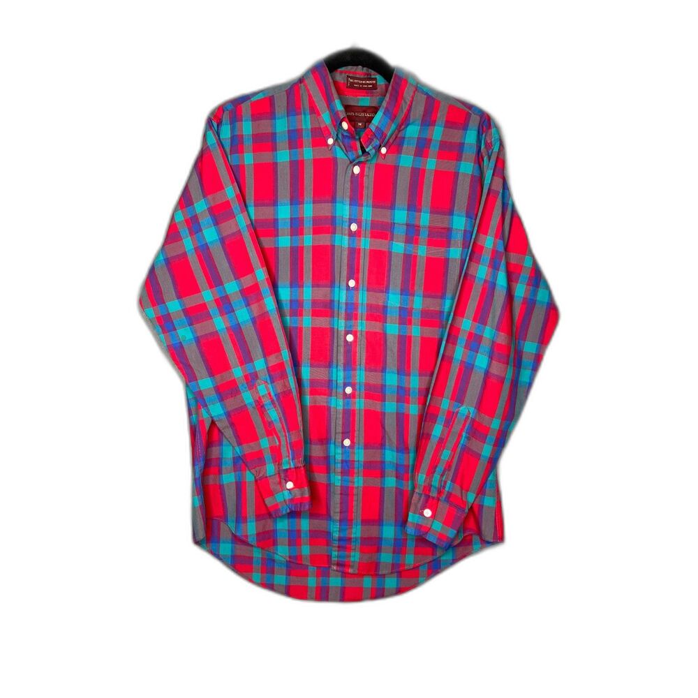 Chaps by Ralph Lauren Men's Long Sleeve Classic Red Plaid Woven Shirt (M)